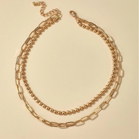 !!!or $25 Gold Color Two Layer Link Chain Necklace - Picture 3 of 5